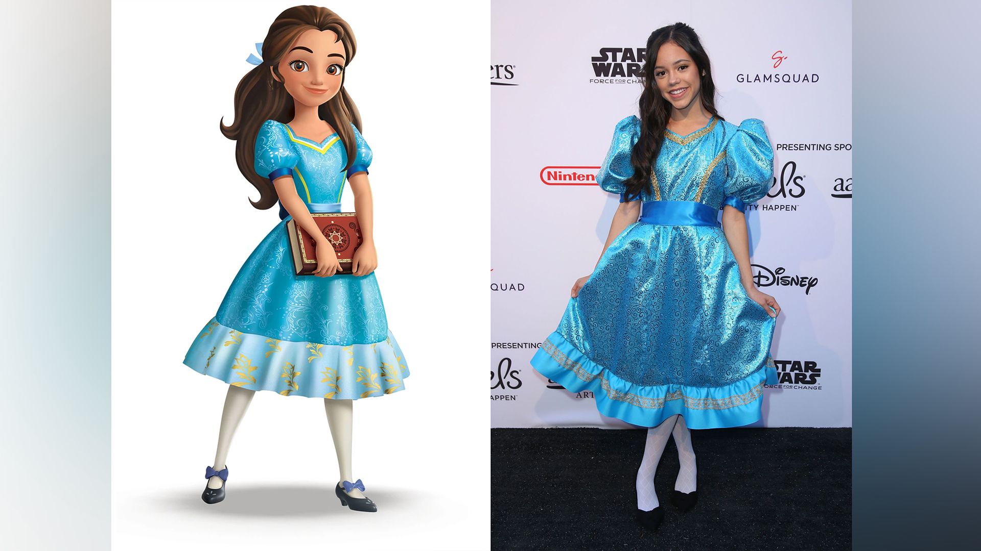 Jenna Ortega e a Princesa Isabel, a quem deu voz