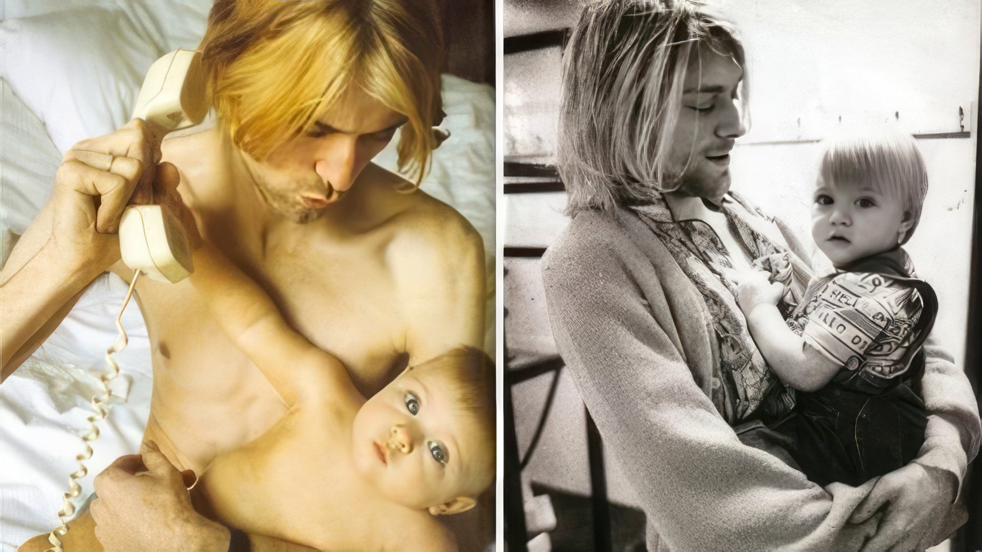 Kurt Cobain com a sua filha