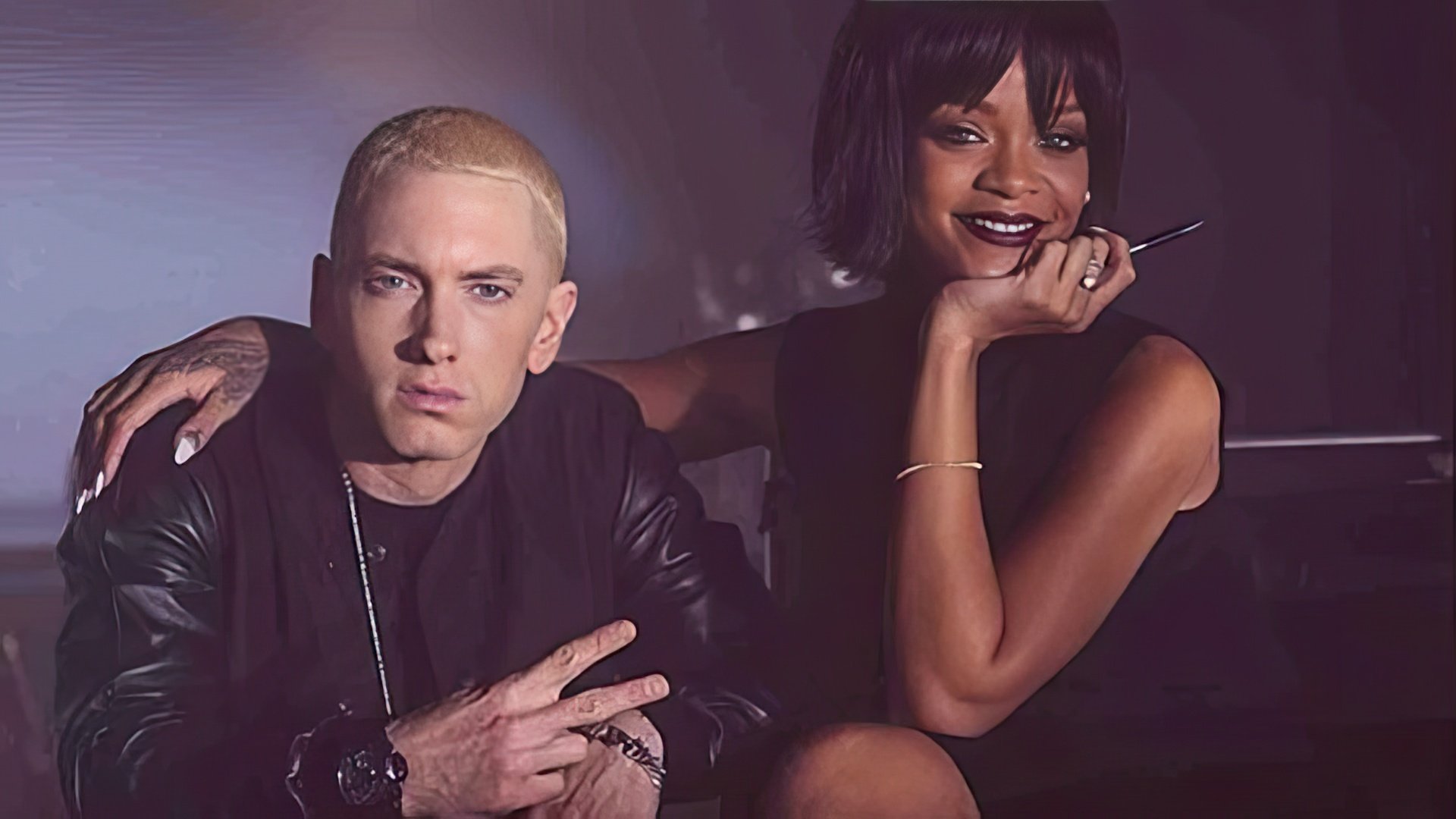 Rihanna e Eminem no set do videoclipe de 'The Monster'