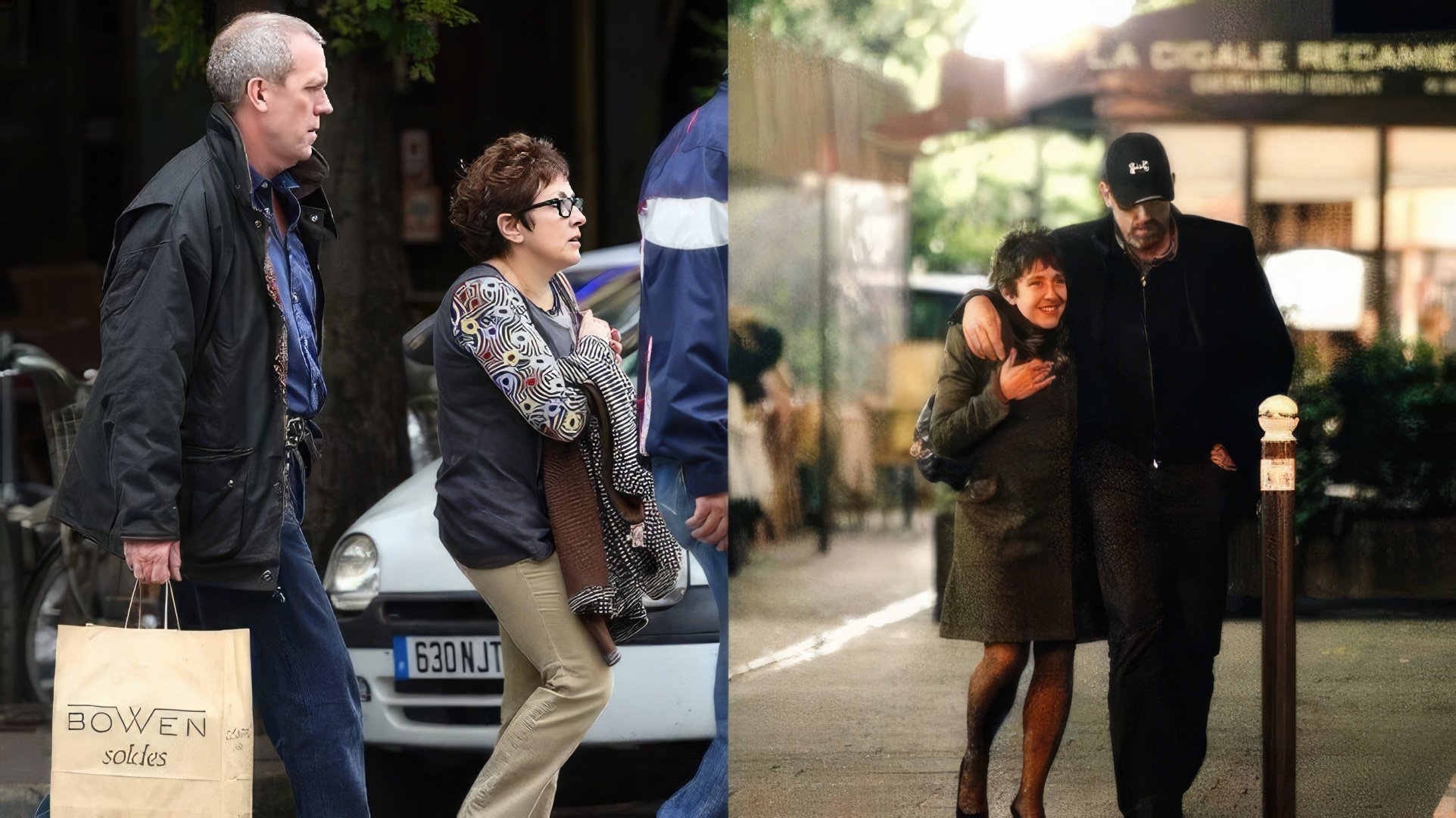Hugh Laurie com a esposa sob o olhar dos paparazzi