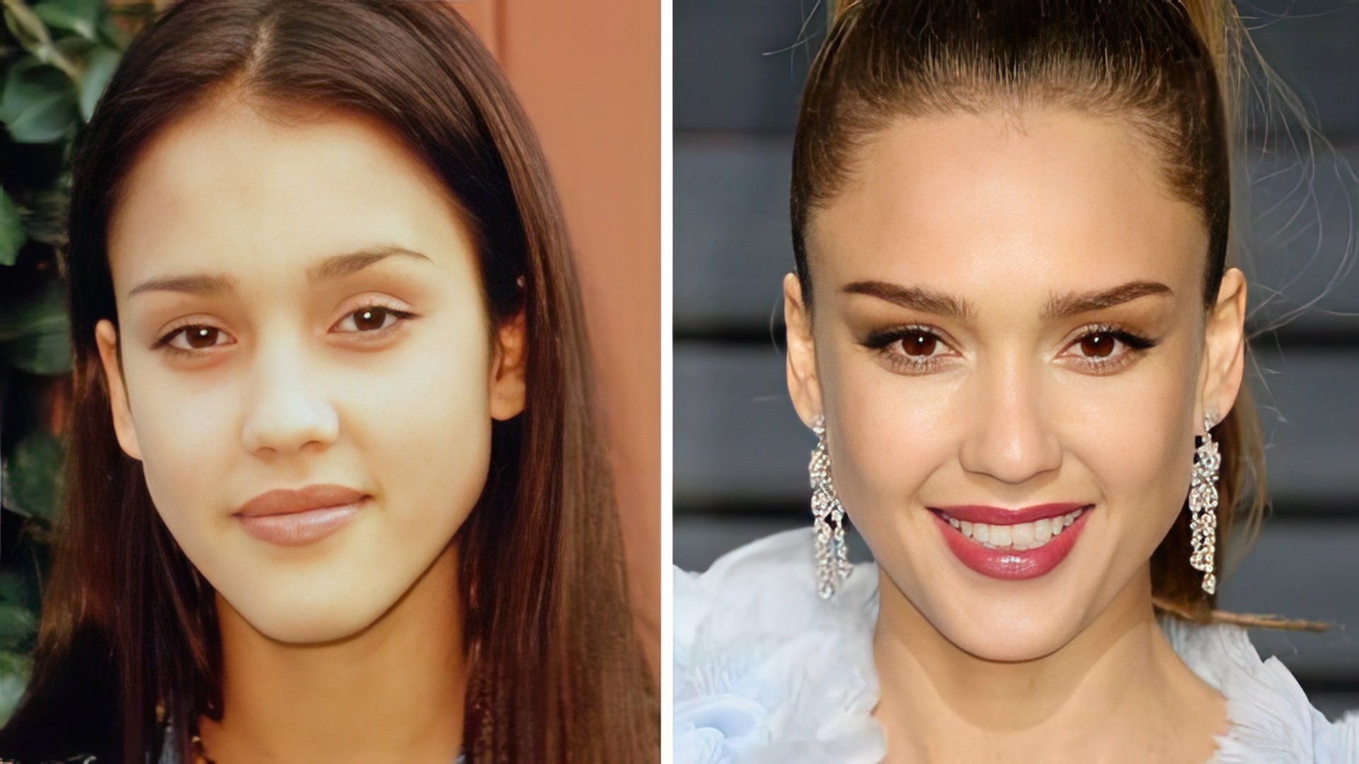 Jessica Alba na juventude e agora