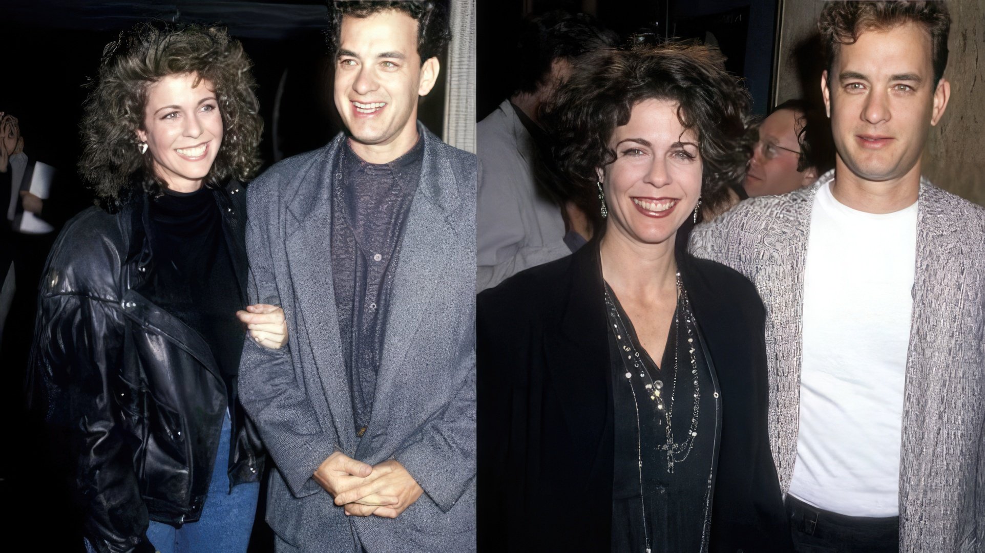 Tom Hanks e a sua esposa na juventude