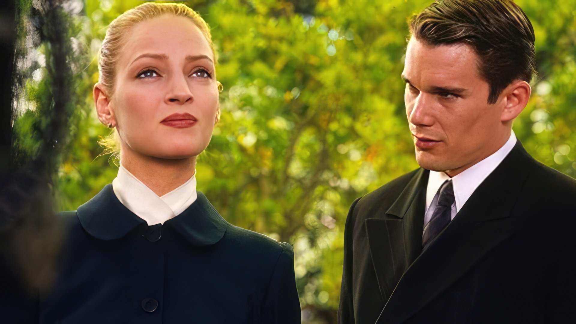 Uma Thurman com Ethan Hawke em Gattaca