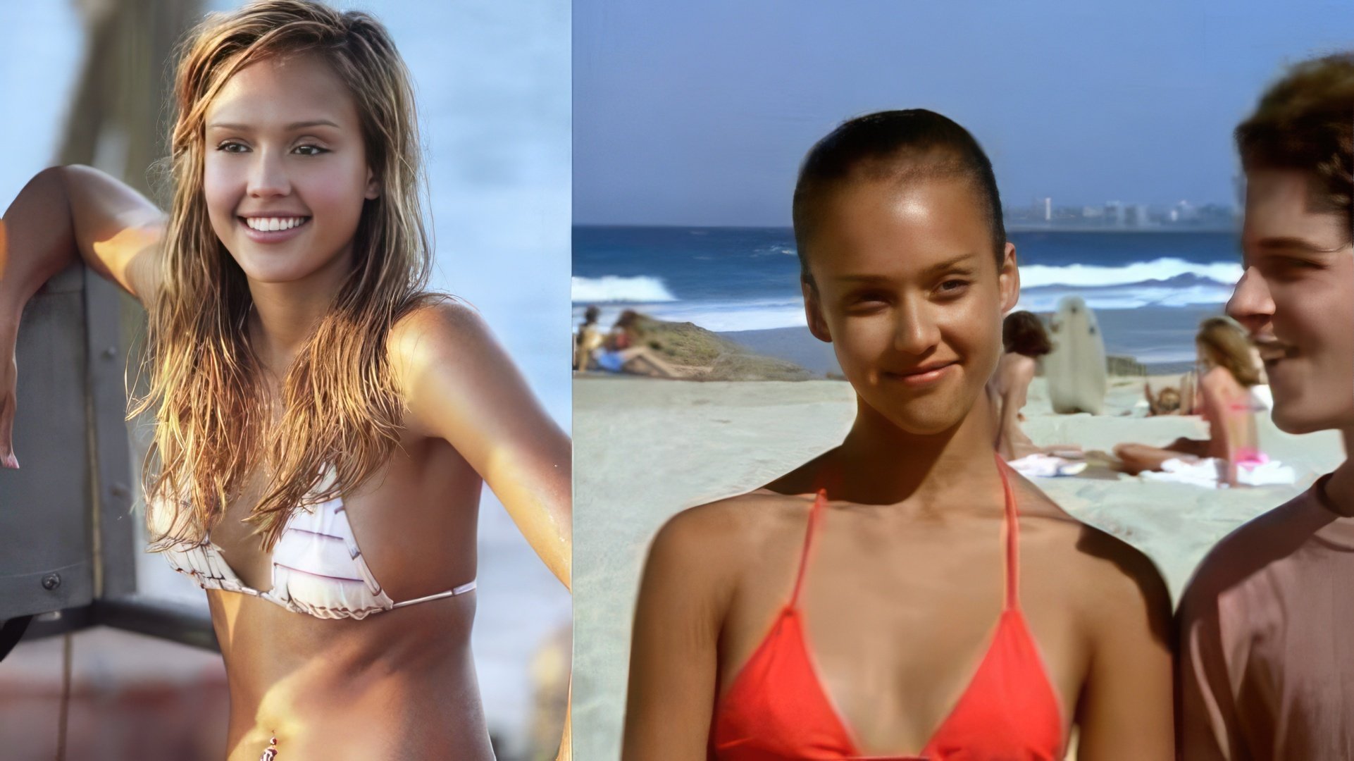 A jovem Jessica Alba na série de TV "Flipper"