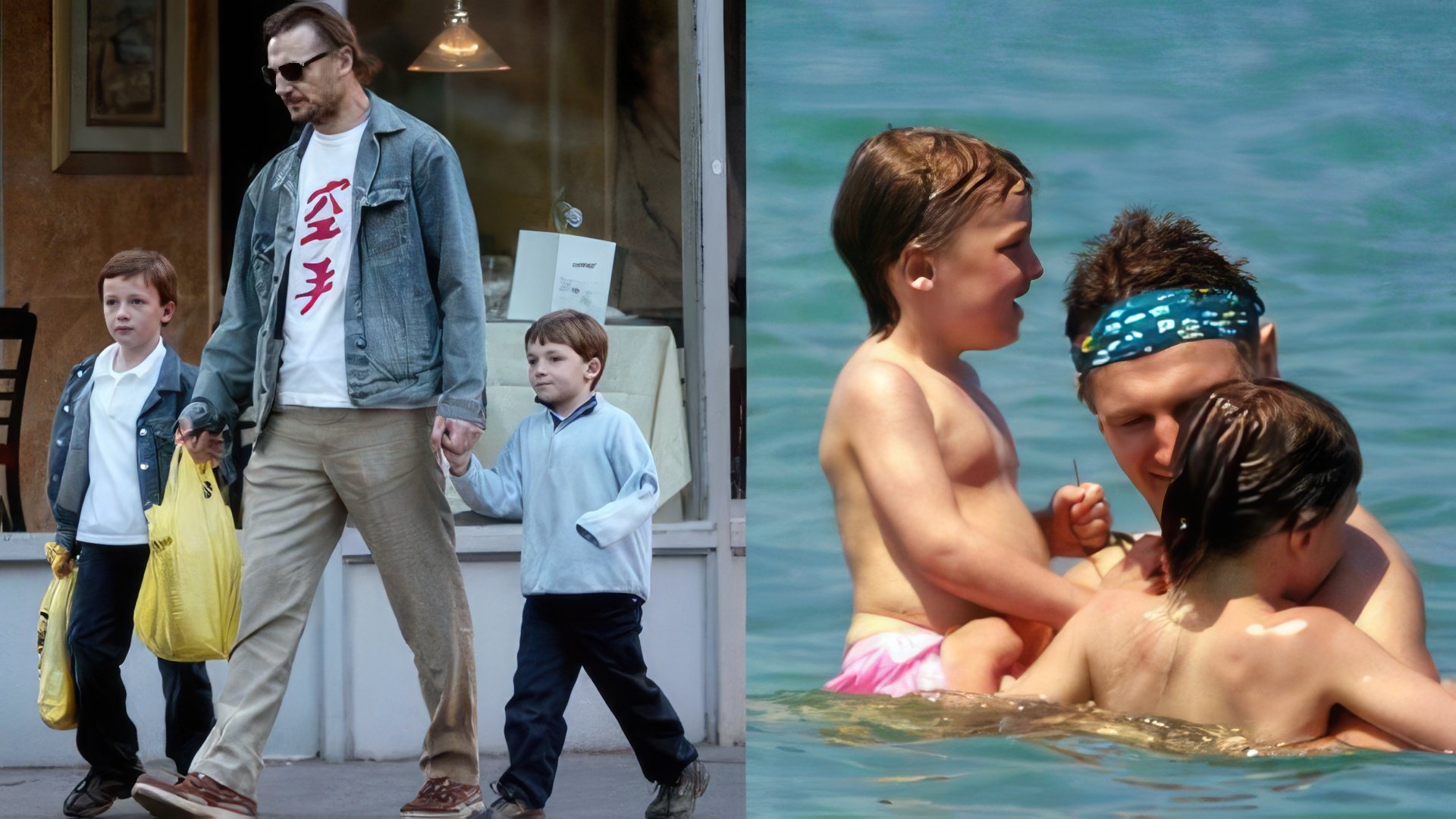 Liam Neeson com os seus filhos