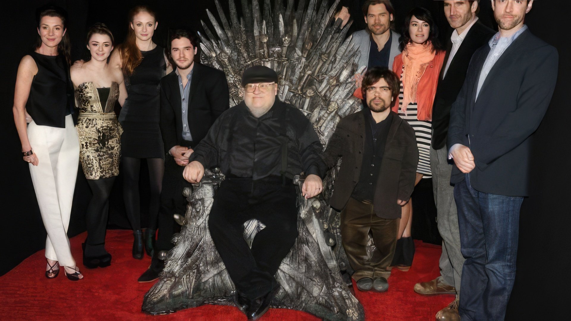 Peter Dinklage com George R.R. Martin e outros membros do elenco de "Game of Thrones"