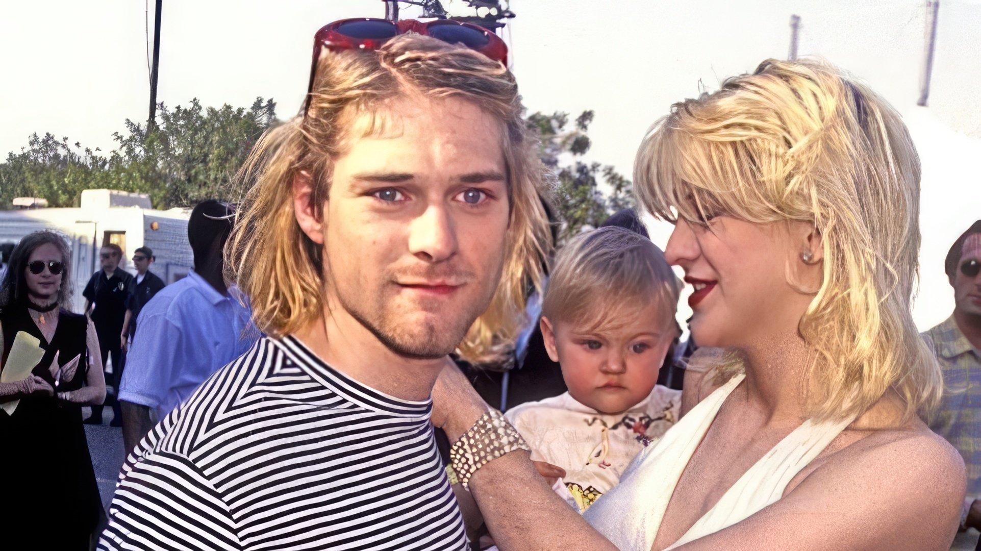 Courtney Love com o marido e filha