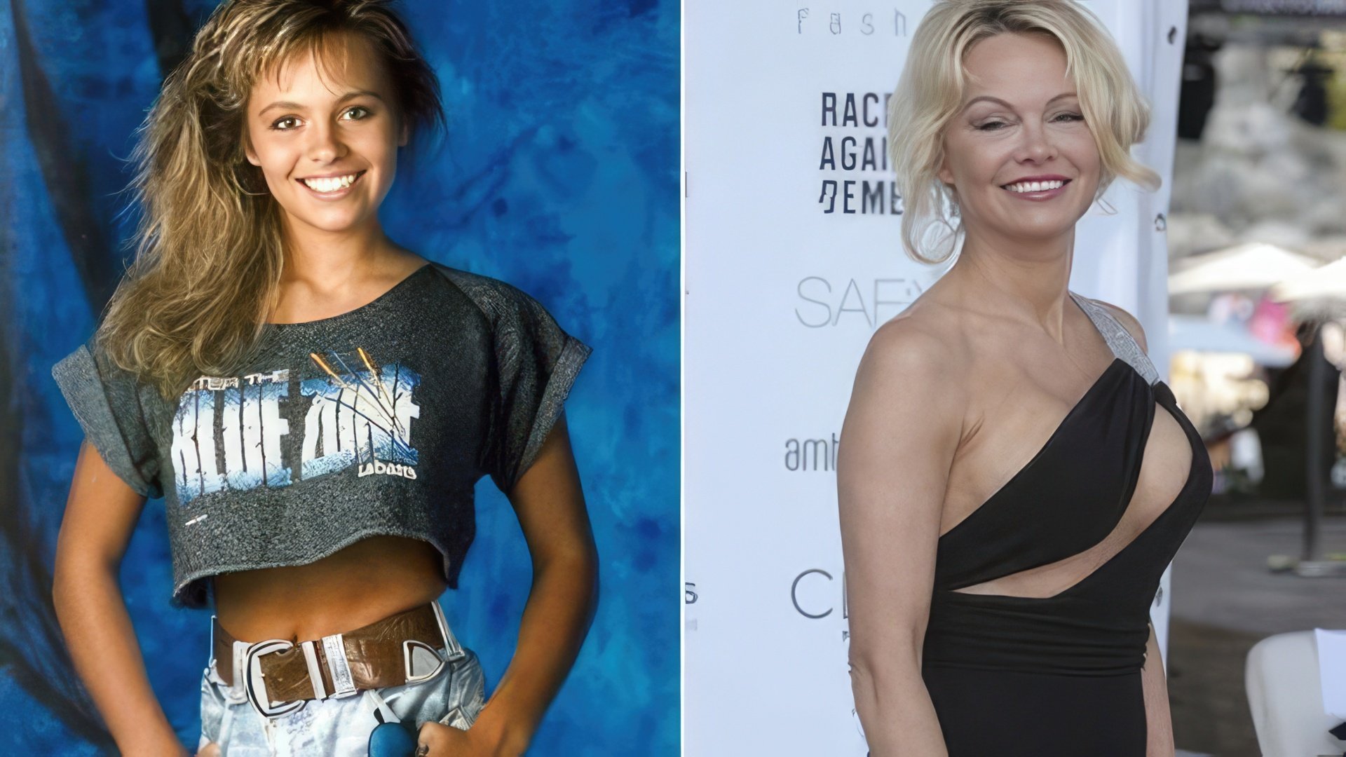 Pamela Anderson antes da fama e agora