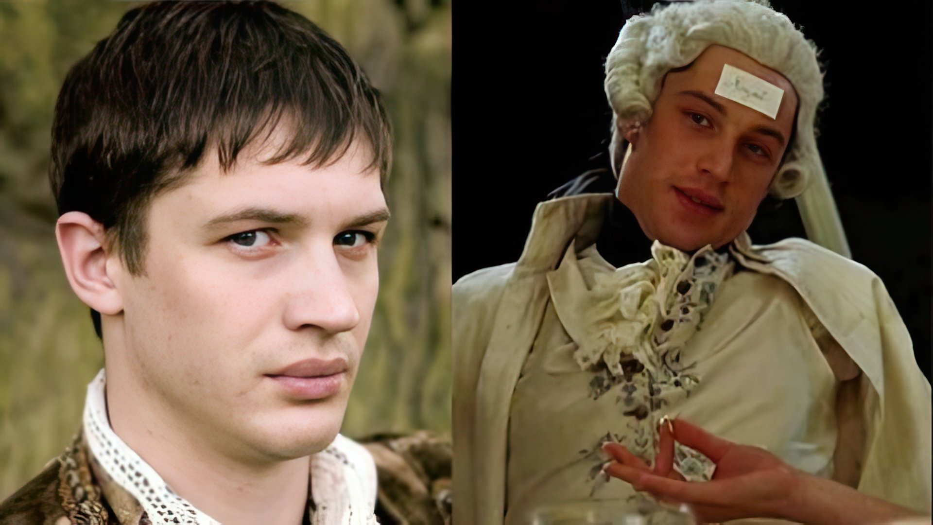 Tom Hardy em "The Virgin Queen" (esquerda) e "Marie Antoinette"
