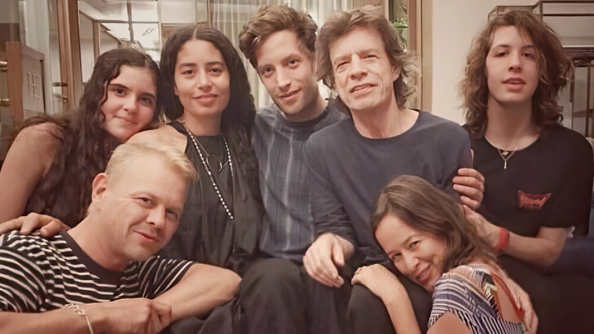 Mick Jagger com os Filhos