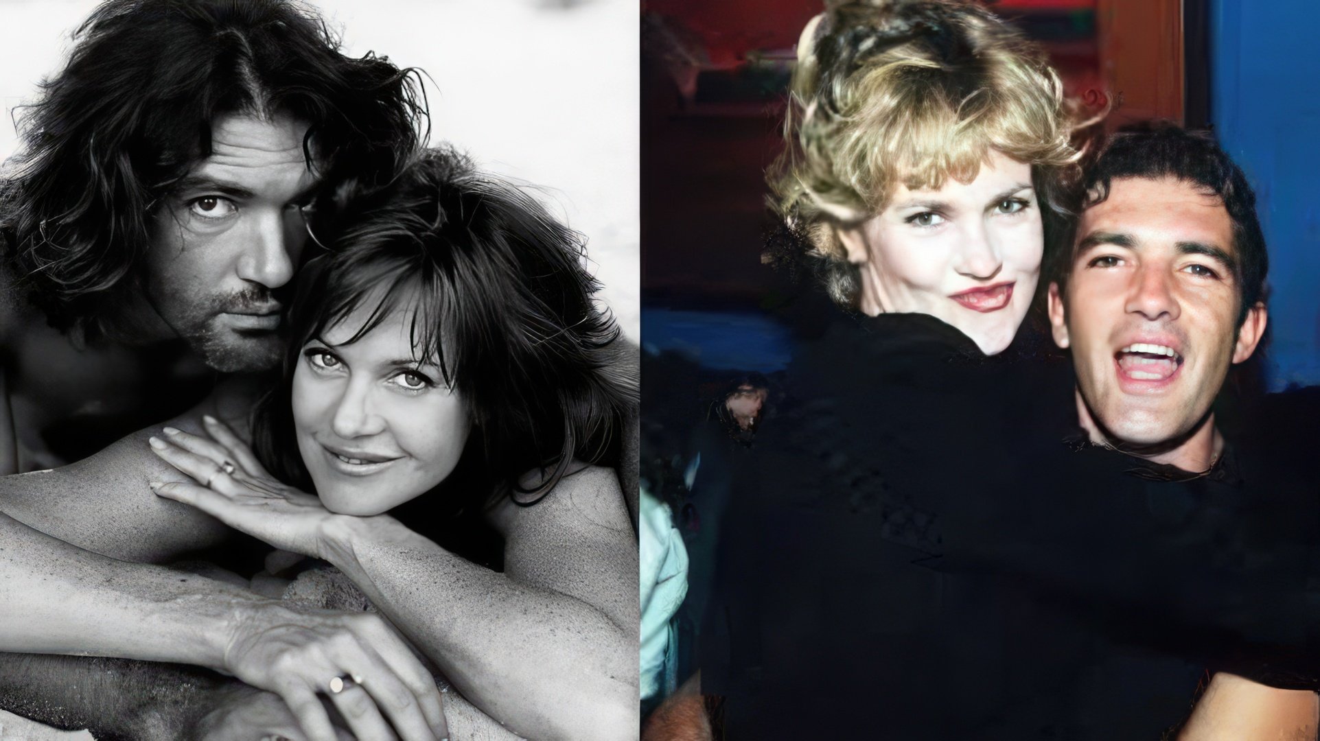 Antonio Banderas e Melanie Griffith na juventude