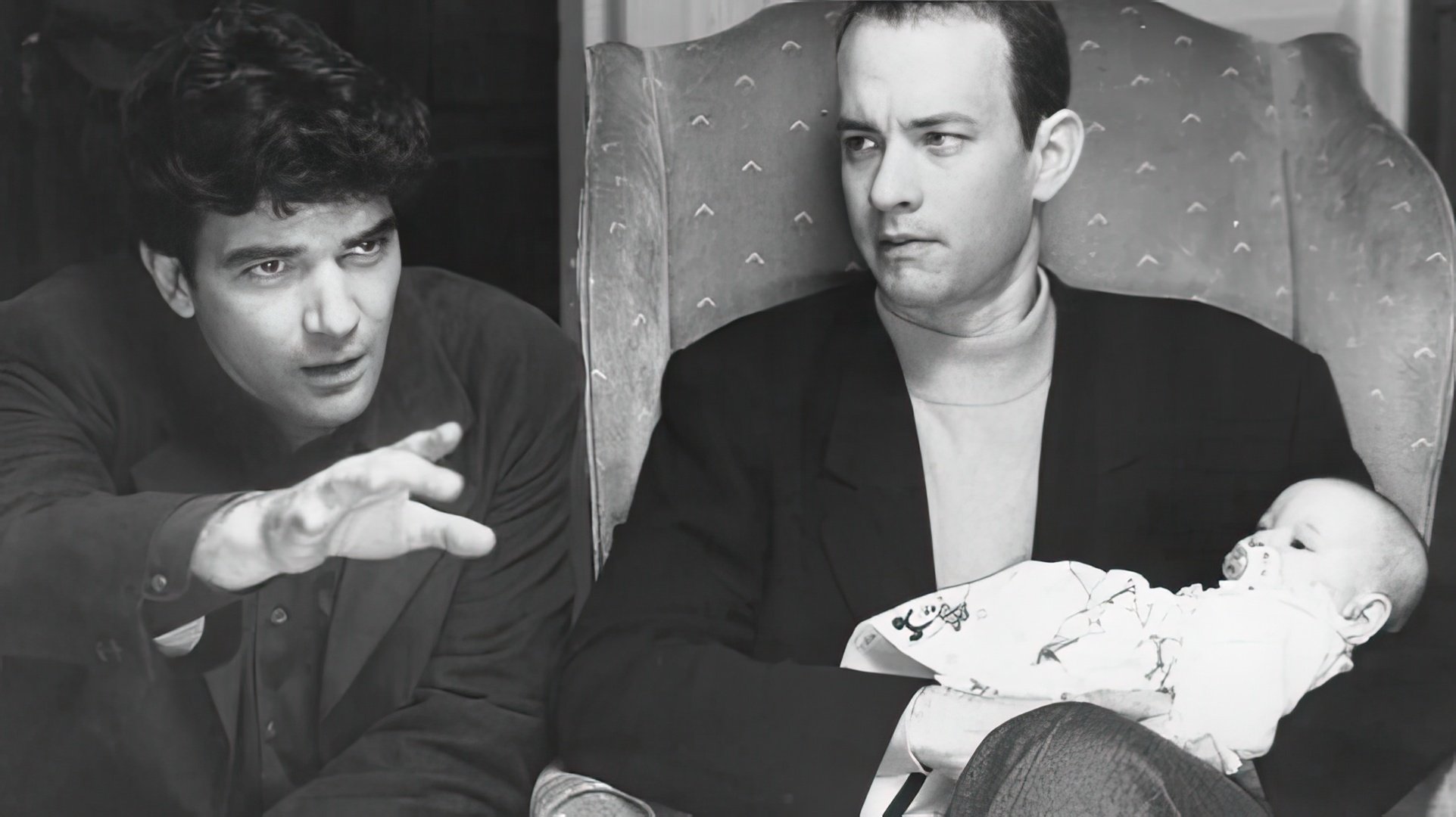 Antonio Banderas e Tom Hanks no set de "Philadelphia"