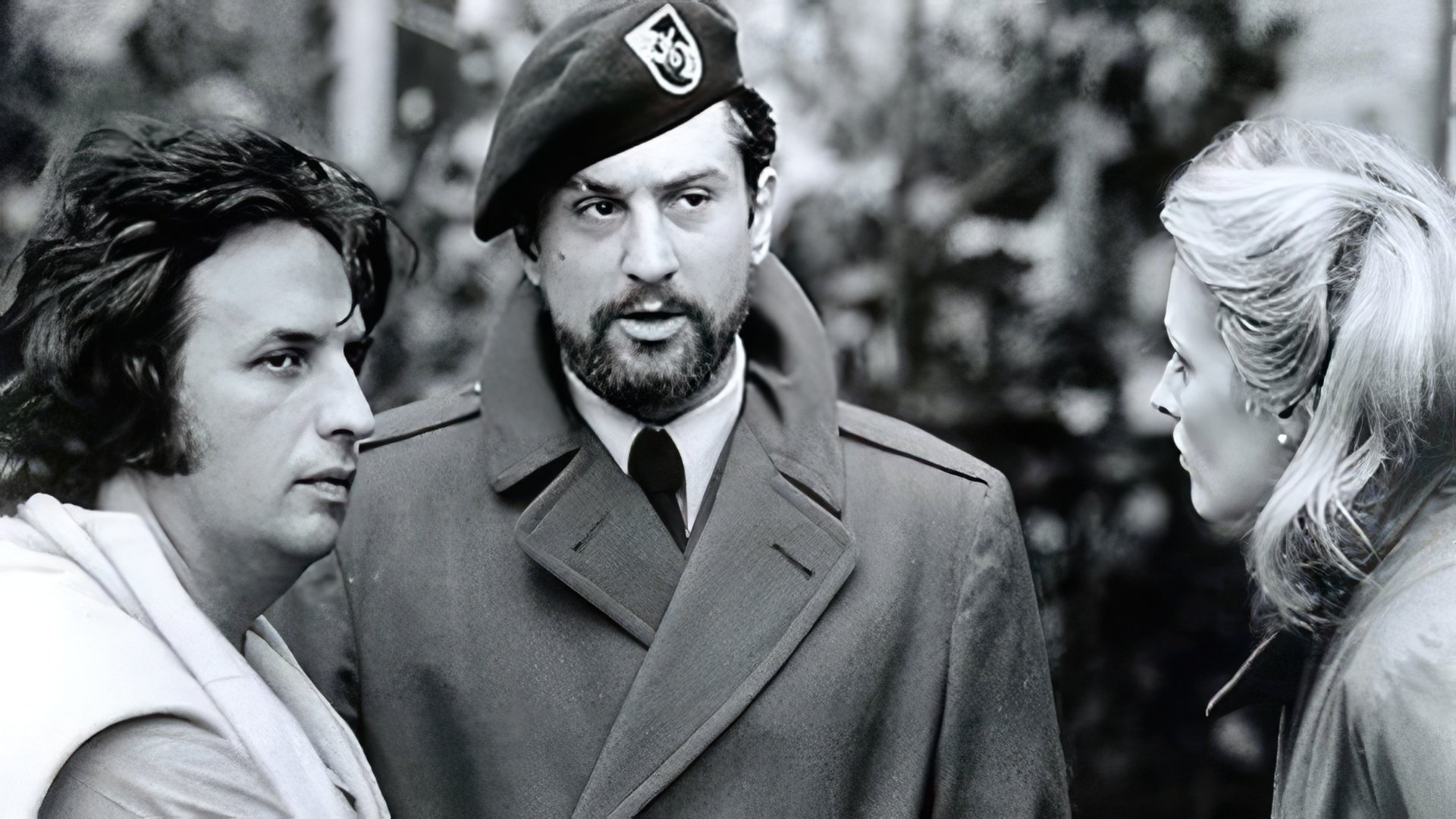 Michael Cimino, Robert De Niro e Meryl Streep no set de The Deer Hunter