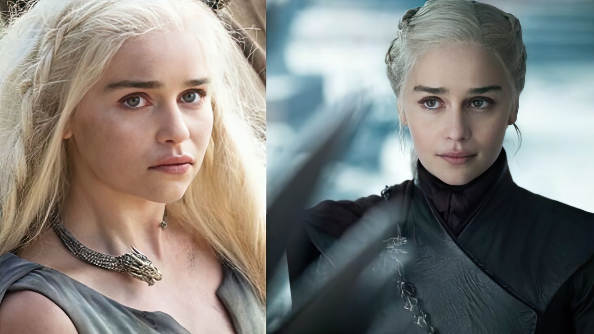 Emilia Clarke na primeira e última temporadas de "Game of Thrones"