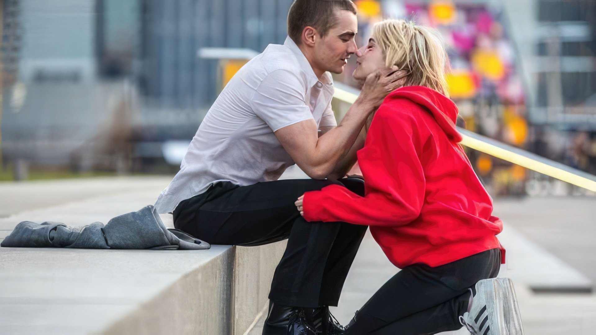 Dave Franco e Emma Roberts no set de 'Nerve'