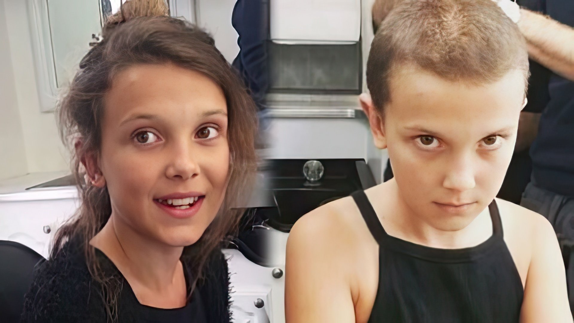 Para as filmagens, a menina teve de rapar completamente a cabeça