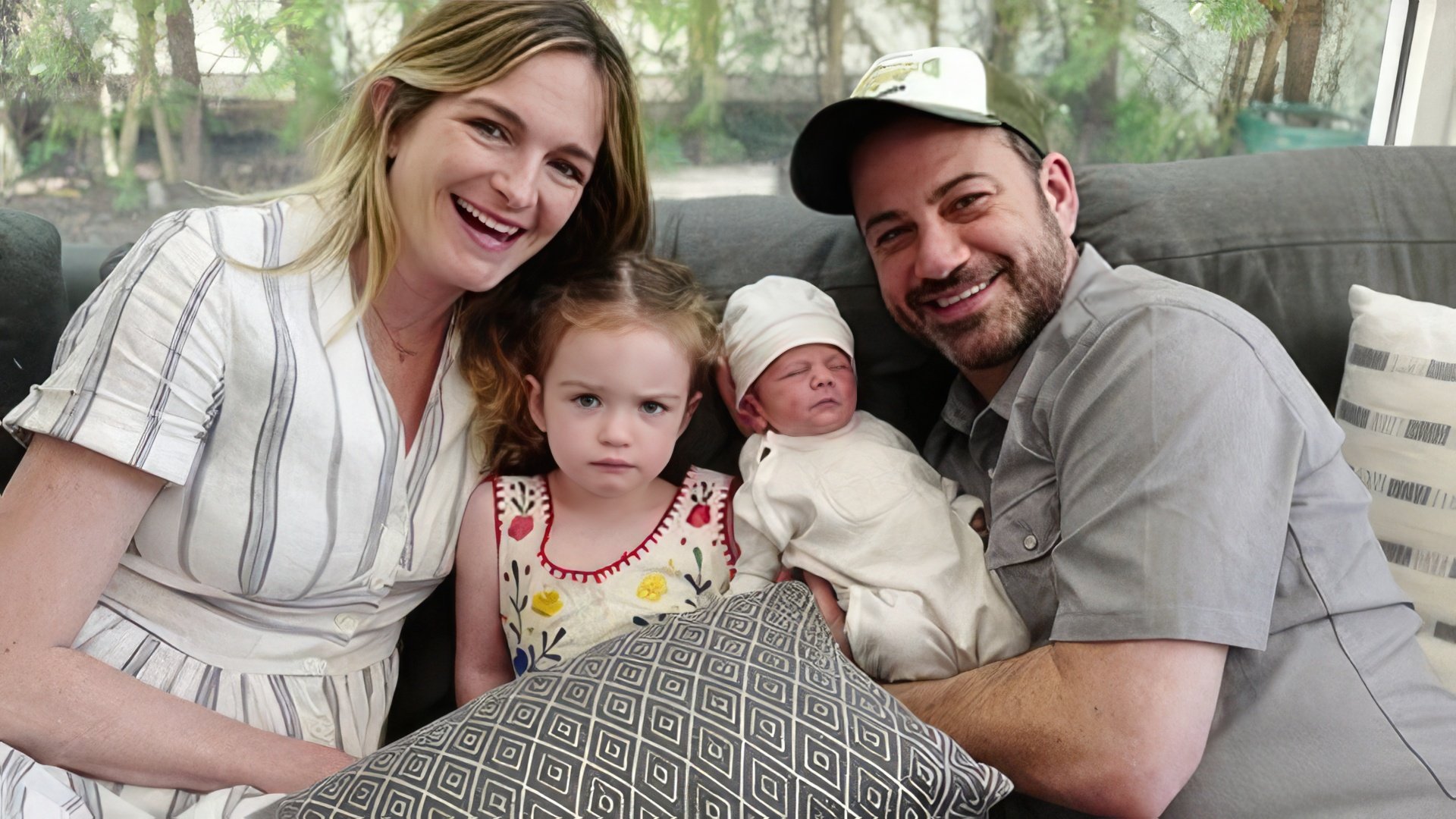 Jimmy Kimmel com a esposa e os filhos