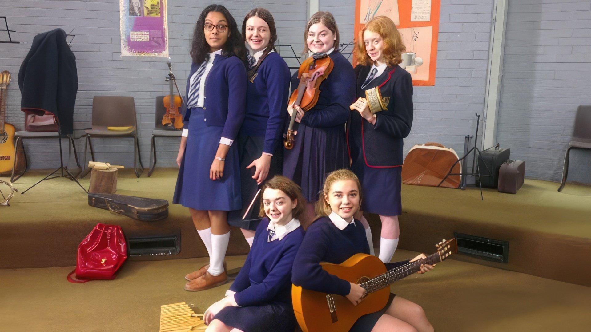 Florence Pugh no set do filme 'The Falling'