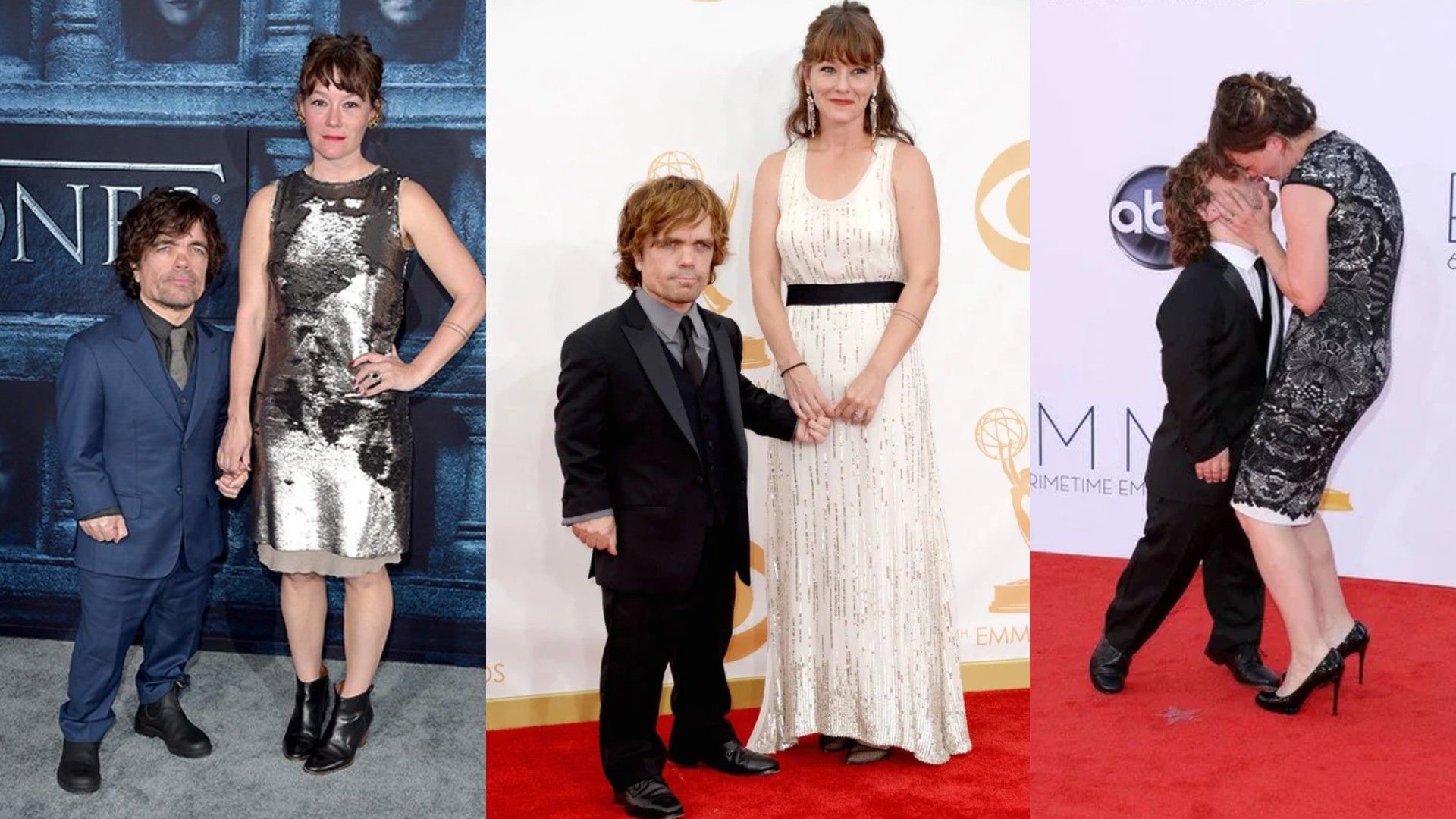 Peter Dinklage e Erica Schmidt - fotos juntos em eventos públicos, uma colagem de três imagens