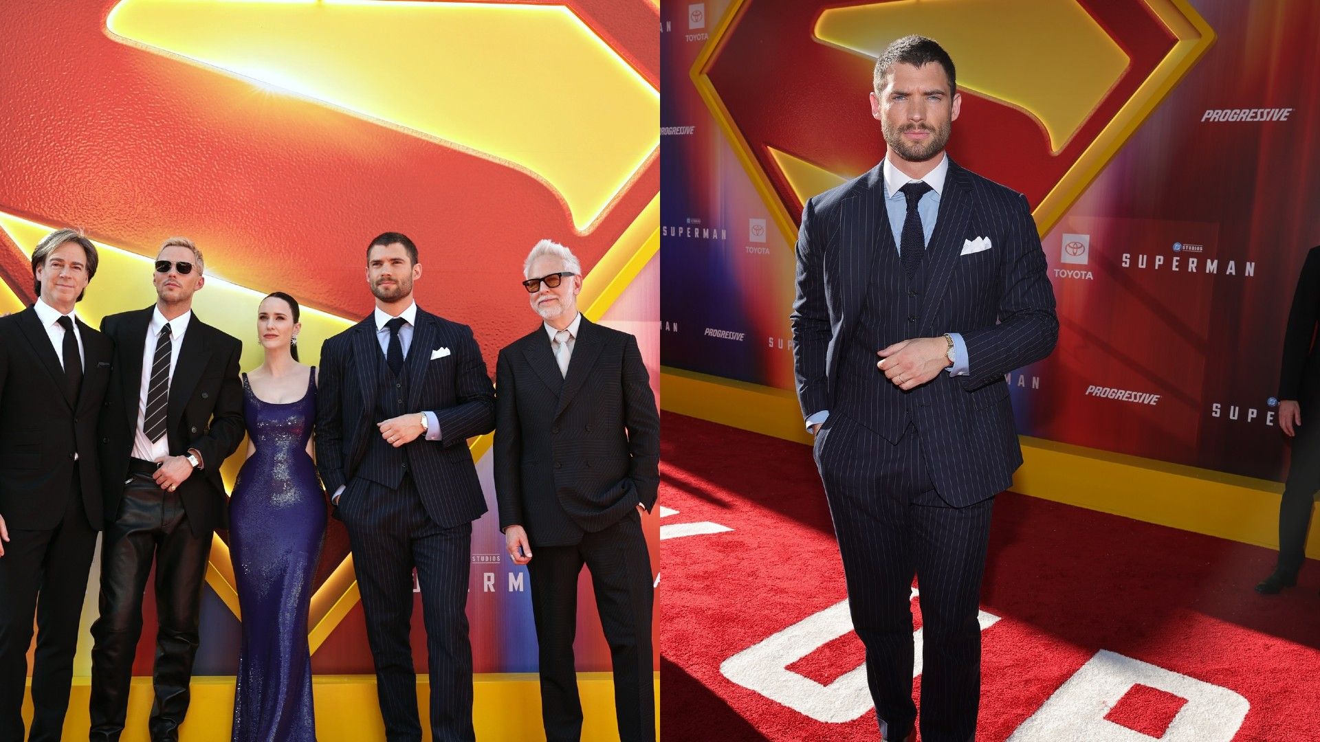 David Corenswet e o elenco de Superman posam no tapete vermelho