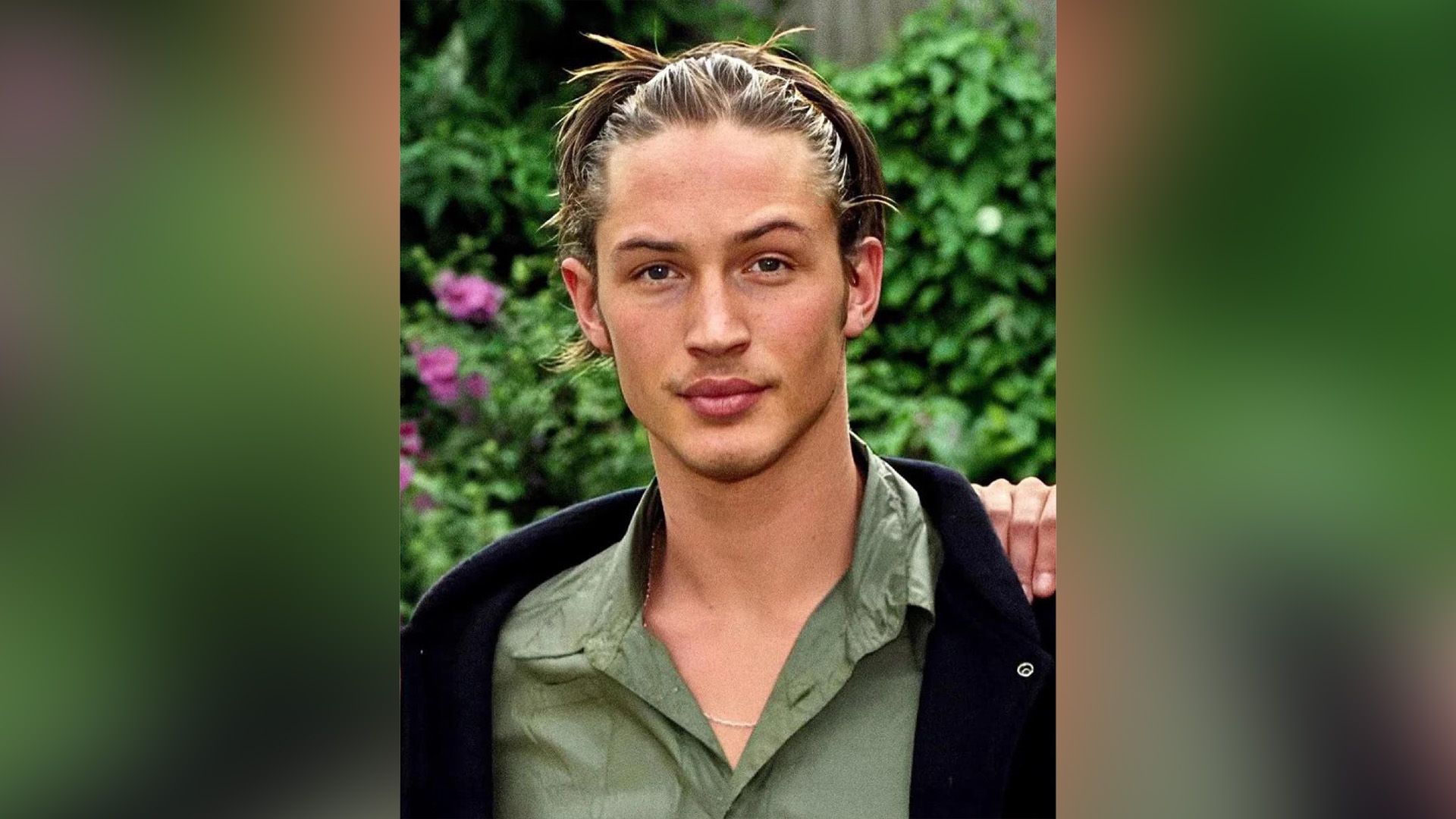 Tom Hardy jovem numa camisa verde