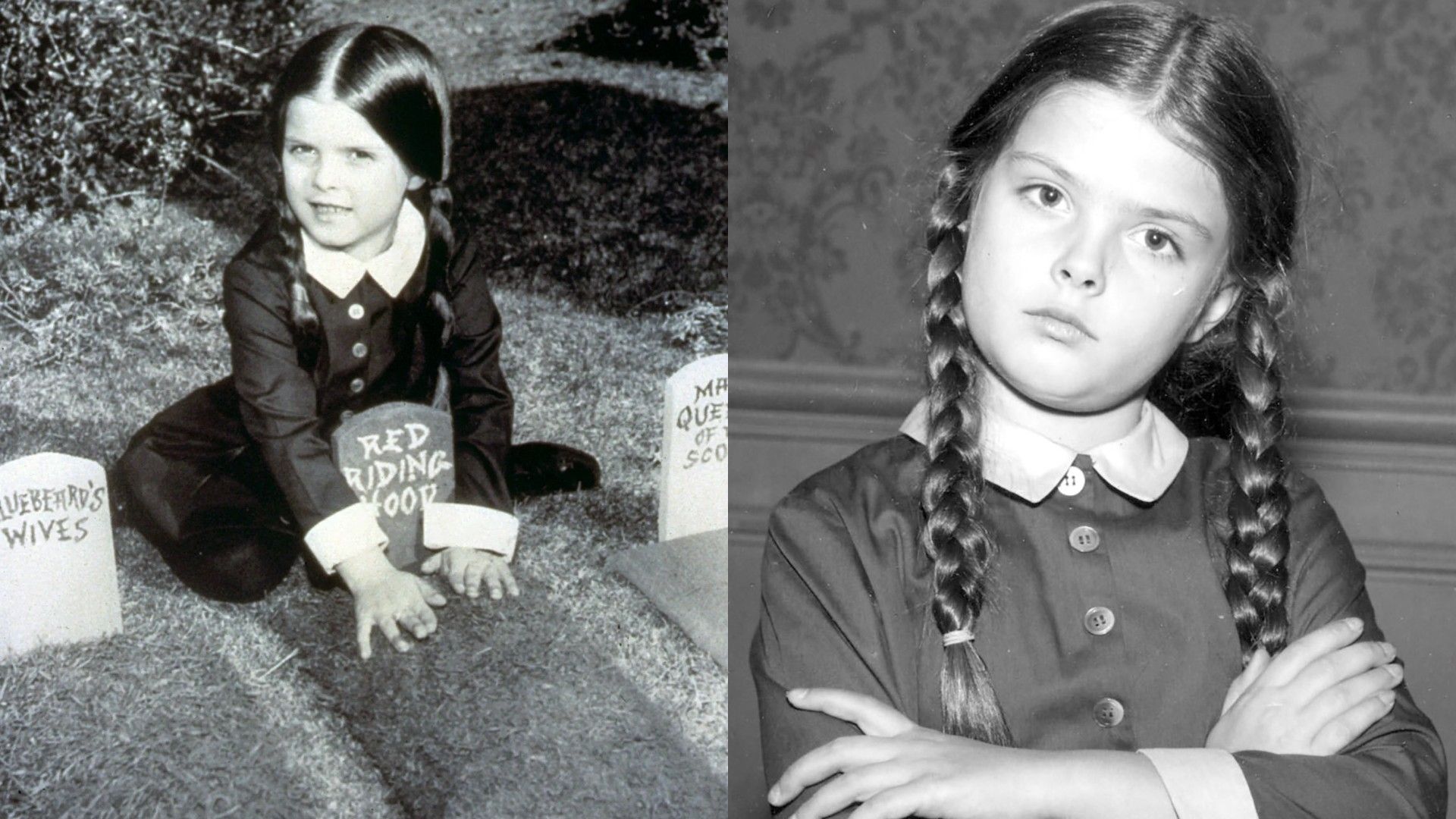 Lisa Loring quando criança no papel de Wednesday Addams da série dos anos 60 "The Addams Family"
