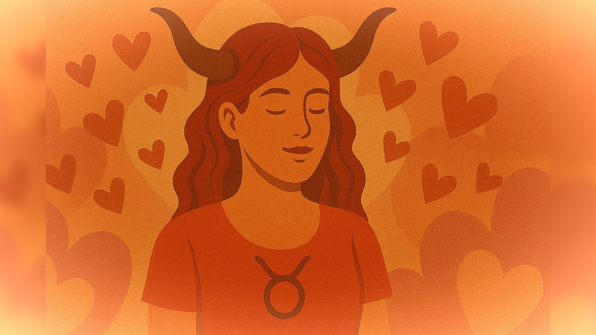 Mulher de touro, ambiente romântico, paleta laranja
