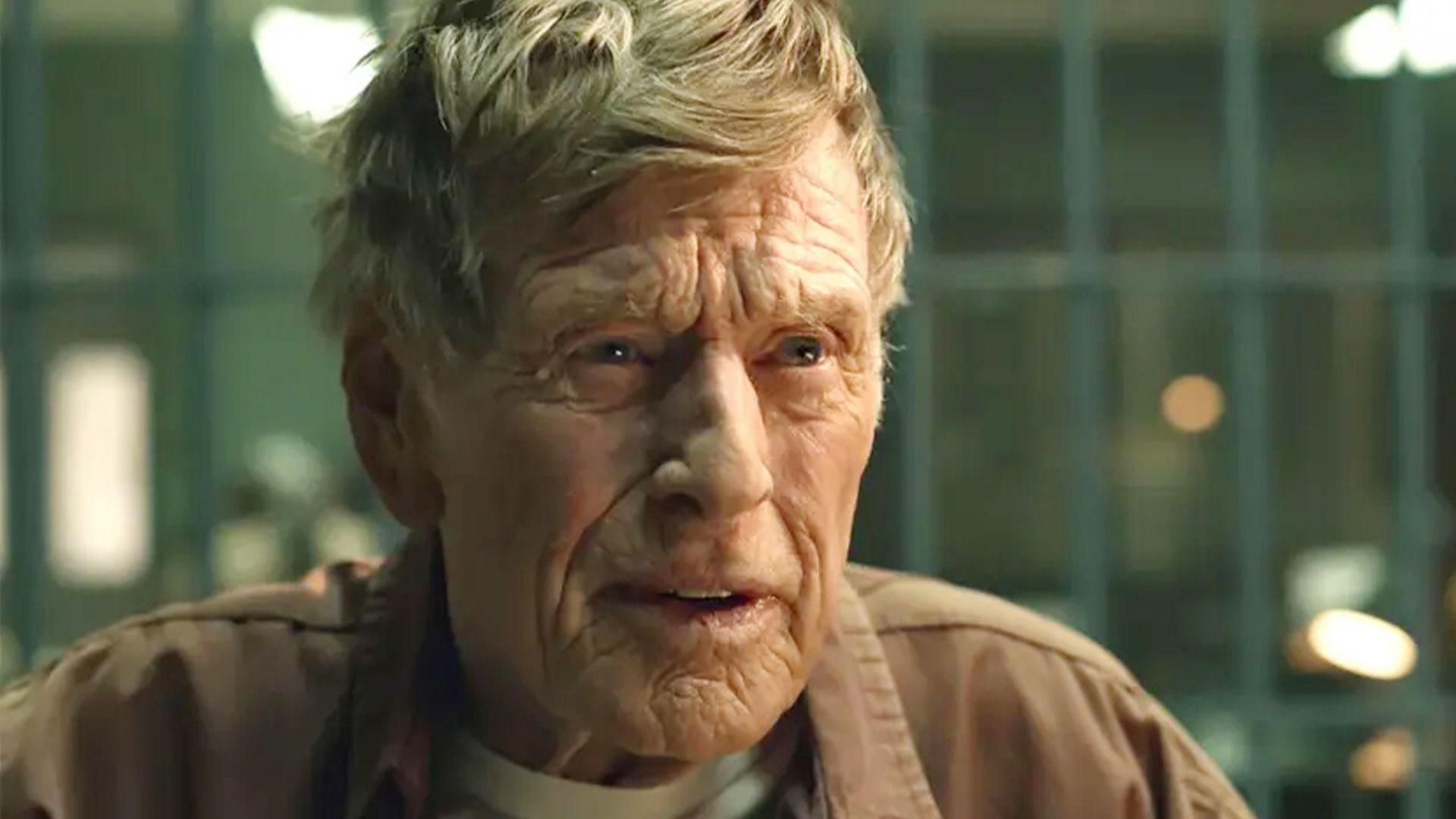 Robert Redford nos seus anos maduros, primeiro plano do seu rosto, still do filme