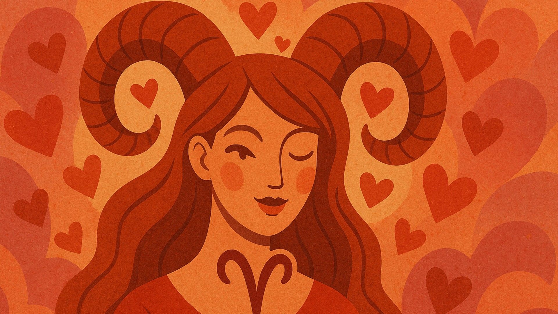 Mulher de Carneiro em tons vermelhos, ambiente romântico